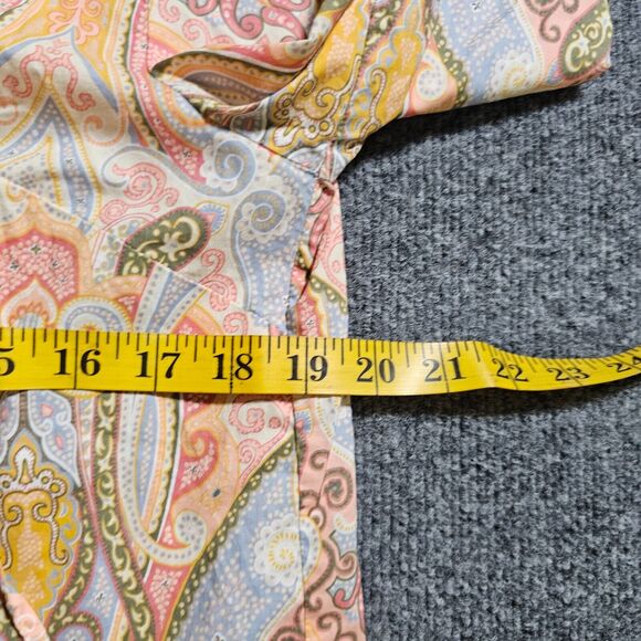 Tommy Hilfiger Top Shirt Womens Medium Blue Pink Paisley Long Sleeve Career - Picture 5 of 9